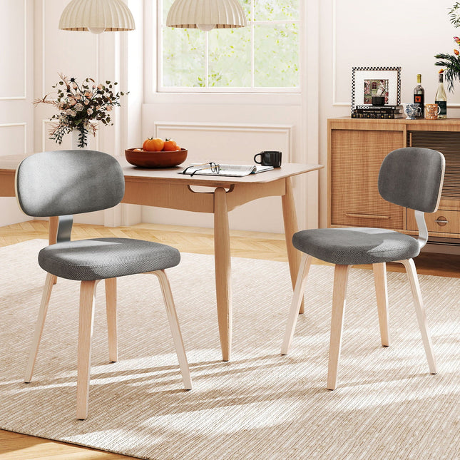 Chenille Fabric Upholstered Wooden Kitchen Chairs Set of 2