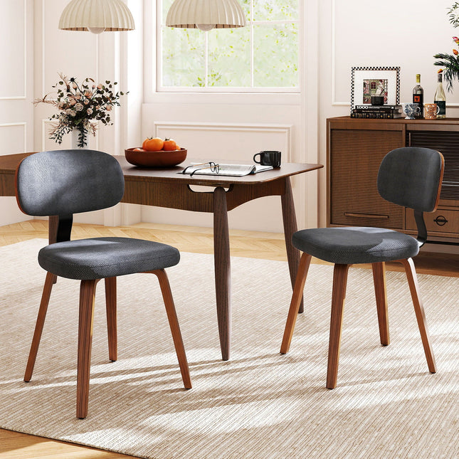 Chenille Fabric Upholstered Wooden Kitchen Chairs Set of 2