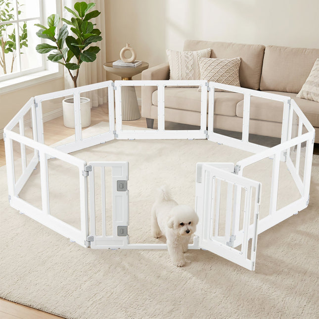 Clear Plastic Dog Playpen with Door - 8 Panel