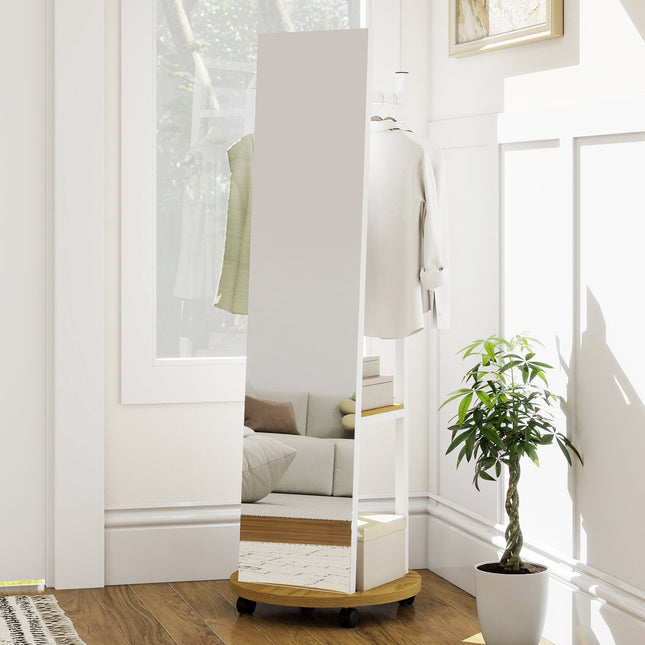 Coat Rack with Full Length Mirror Freestanding Coat Tree with 3 Hooks