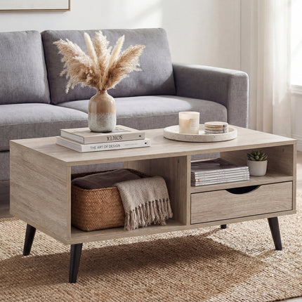 Coffee Table with Storage Rustic Rectangle Center Table