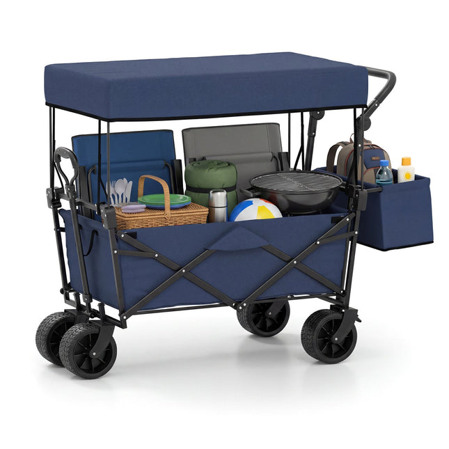 Collapsible Wagon with Removable Canopy and Detachable Storage Bag