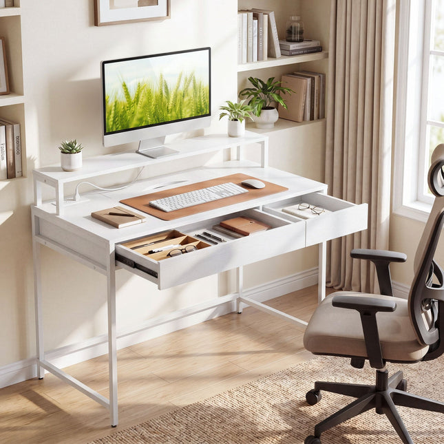 Compact Office Desk with Removable Monitor Shelf & Drawer