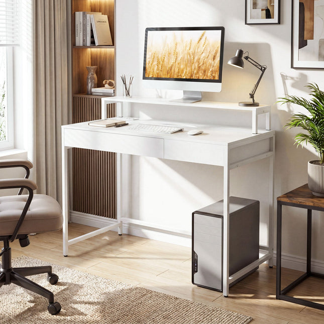 Compact Office Desk with Removable Monitor Shelf & Drawer