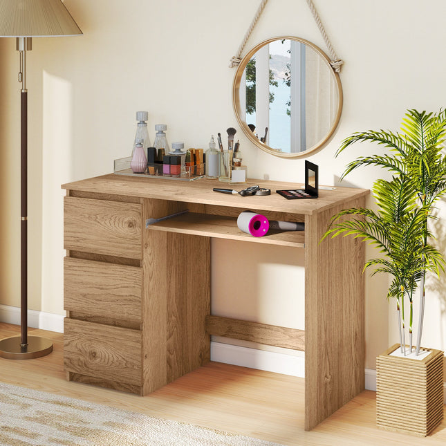 Computer Desk with Power Outlet Keyboard Tray and 3 Large Drawers