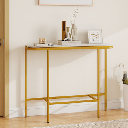 Console Table 44-Inch Entryway Table with Faux Marble Tabletop and Heavy-Duty Metal Frame