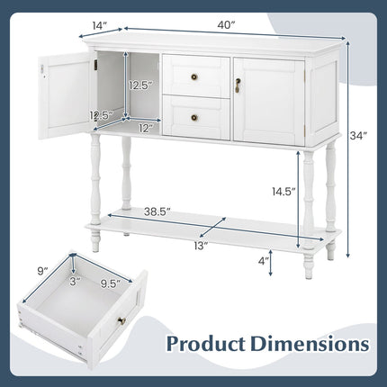 Console Table with 2 Drawers and Storage Cabinets