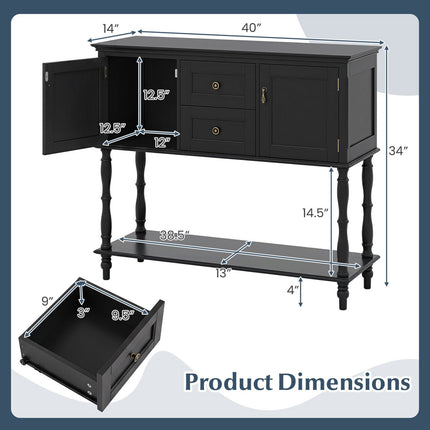 Console Table with 2 Drawers and Storage Cabinets