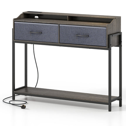 Console Table with Charging Station & 2 Drawers 110cm