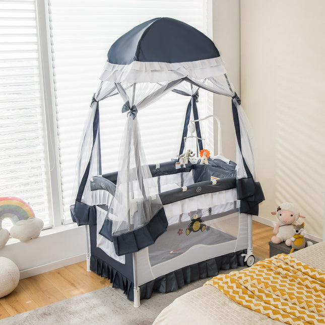 Convertible Bassinet with Removable Changing Table and Detachable Mesh Net