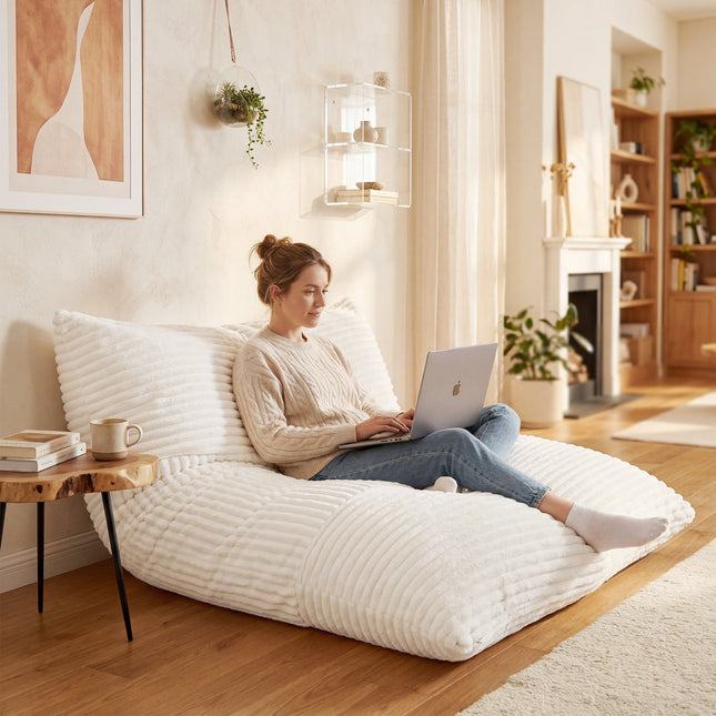 Convertible Bean Bag Floor Sofa with Washable Corduroy Cover