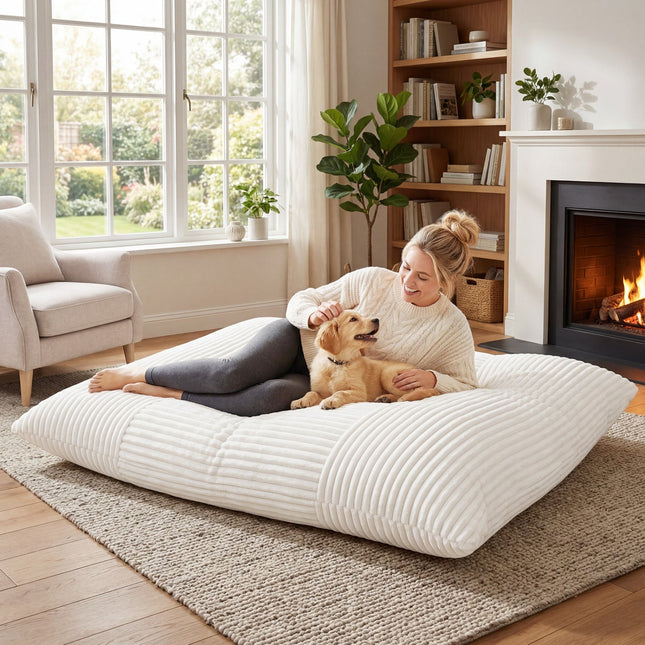 Convertible Bean Bag Floor Sofa with Washable Corduroy Cover