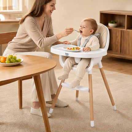 Convertible High Chair with 5-Point Harness - Beige