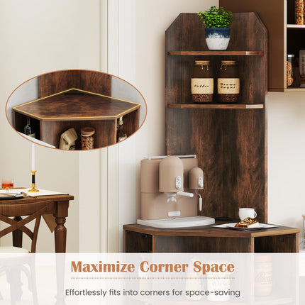 6-Tier Corner Shelf with Charging Station and 2 USB Ports