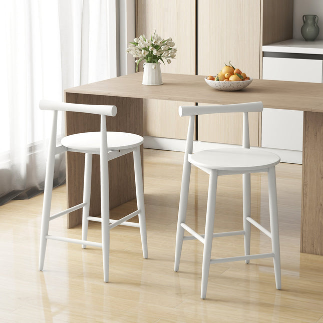 Counter Height Bar Chair Set with Acacia Wood Frame and Supporting Legs