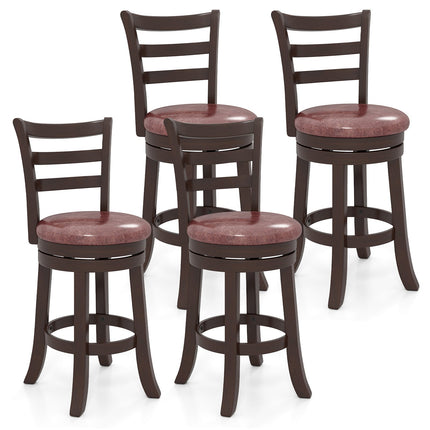 Counter Height Swivel Barstools Set of 2 with Faux Leather Seat and Wrap-around Footrest