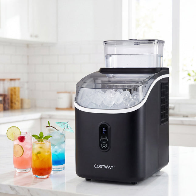 Countertop Ice Maker with External Tank & Self-Cleaning