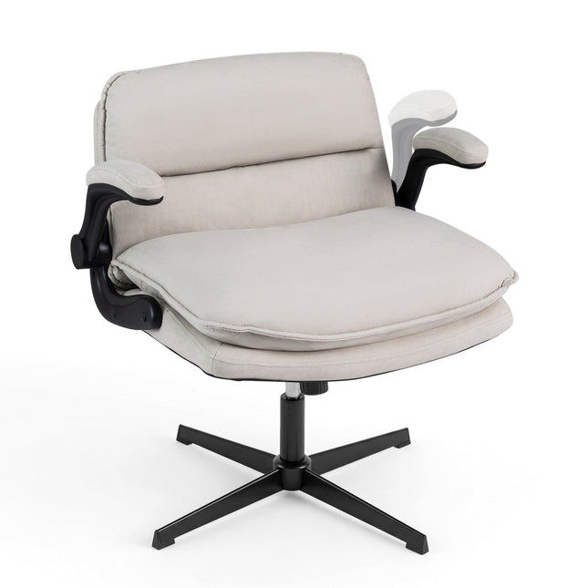 Criss Cross Chair with Flip-up Arms Ergonomic Office Desk Chair with Adjustable Height Wide Backrest Padded Seat