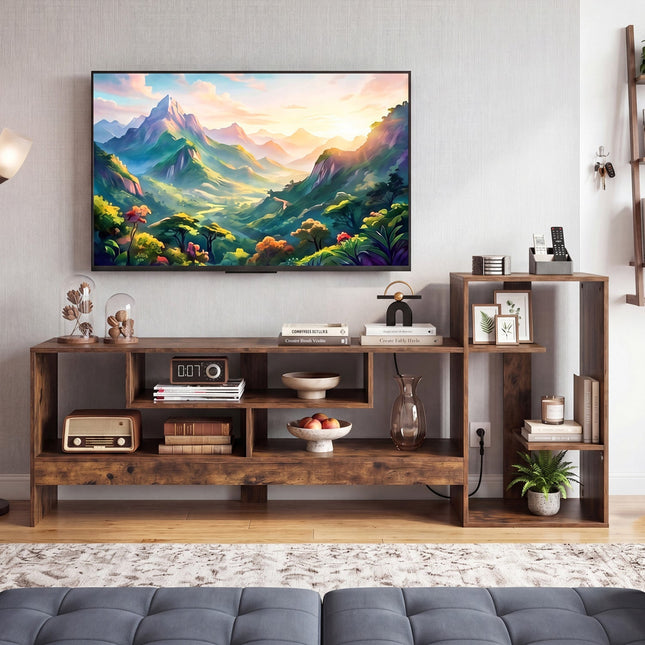 TV Stand for 55 Inch TV with Power Outlets and Storage
