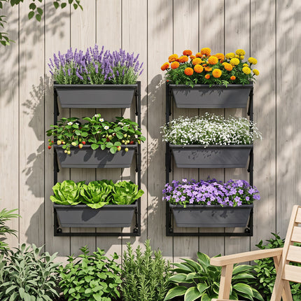 Deck Railing Planter Box with 3-Tier Adjustable Design