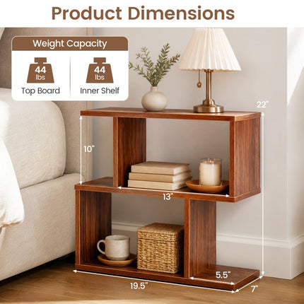 3-Tier S-Shape Storage Shelf with Open Shelves