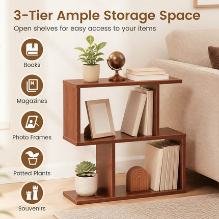 3-Tier S-Shape Storage Shelf with Open Shelves