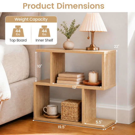 3-Tier S-Shape Storage Shelf with Open Shelves