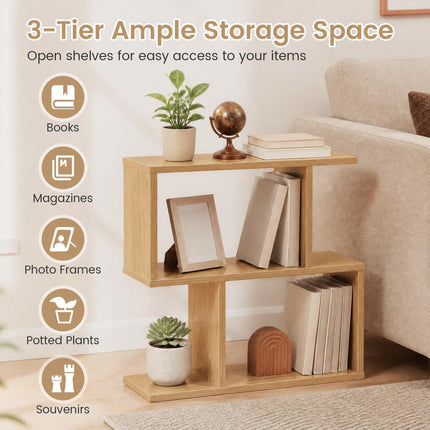 3-Tier S-Shape Storage Shelf with Open Shelves