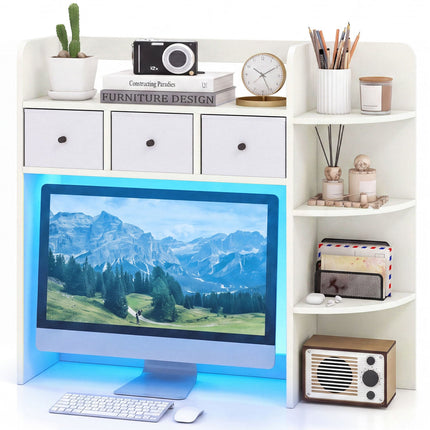 Desktop Bookshelf with LED Lights 5-Tier Storage & 3 Drawers