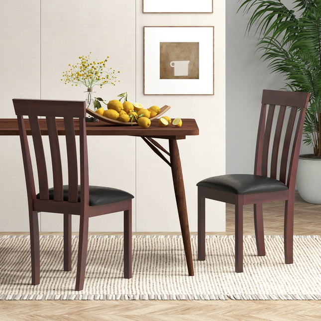 Dining Chair Set of 2 Upholstered Wooden Kitchen Chairs with Padded Seat and Rubber Wood Frame