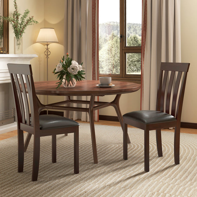 Dining Chair Set of 2 Upholstered Wooden Kitchen Chairs with Padded Seat and Rubber Wood Frame