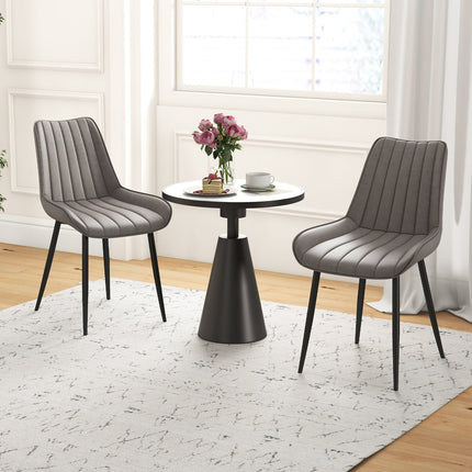 Faux-Leather Fabric Dining Chair Set of 2 with Metal Legs and Padded Seat