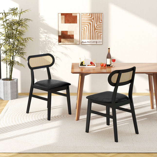 Indoor Mid Century Wood Dining Chairs Set of 2 for Dining Room