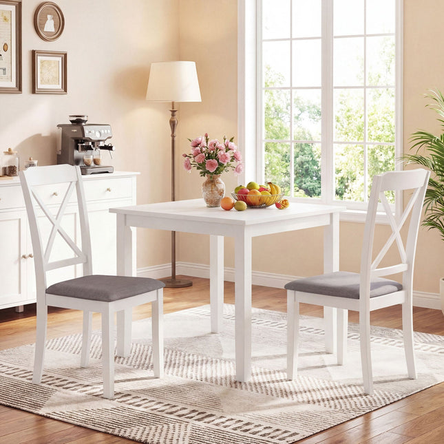 Dining Chairs Set of 2 Rubber Wood Dining Room Chairs with Comfortable Backrest and Padded Seat