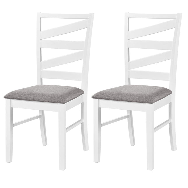 Dining Chairs Set of 2 with Backrests and Rubber Wood Frames