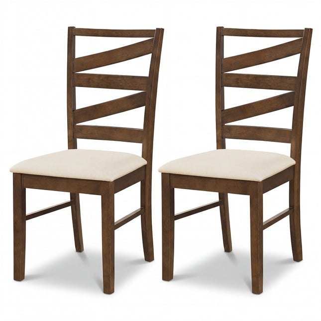 Dining Chairs Set of 2 with Backrests and Rubber Wood Frames