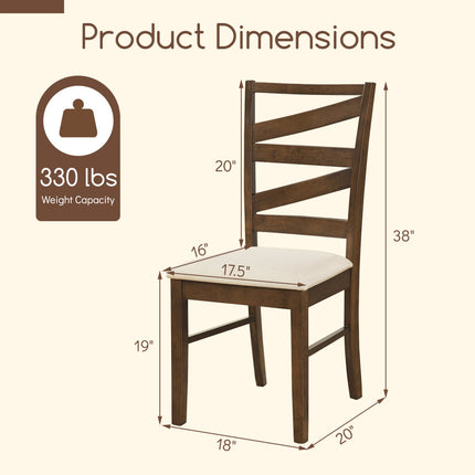 Dining Chairs Set of 2 with Backrests and Rubber Wood Frames