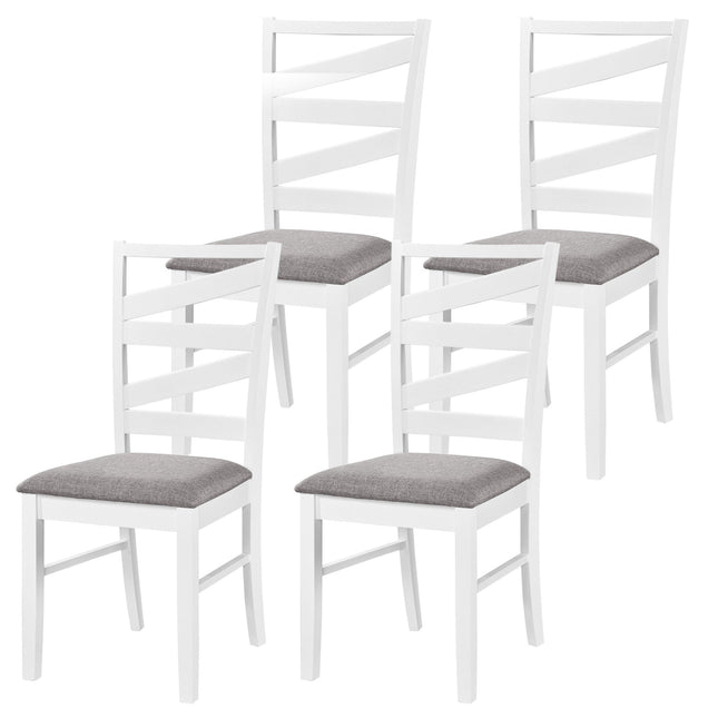 Dining Chairs Set of 4 with Backrests and Rubber Wood Frames