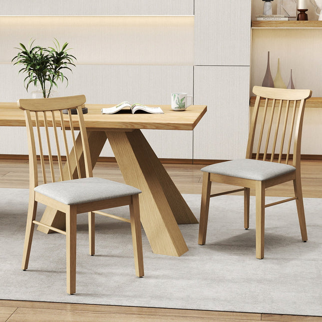 Dining Chairs Set of 2 Fabric Upholstered Kitchen Armless Chairs with Rubber Wood Frame