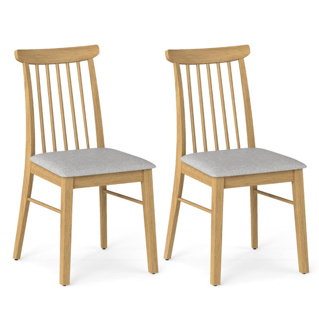 Dining Chairs Set of 2 Fabric Upholstered Kitchen Armless Chairs with Rubber Wood Frame