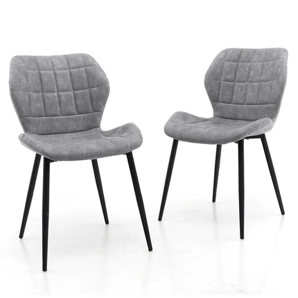 Dining Chairs Set of 2 with Padded Back Metal Legs and Adjustable Foot Pads