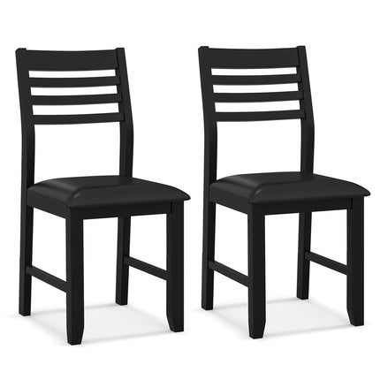 Wooden Dining Chair Set of 2 with Rubber Wood Frame and Padded Cushion