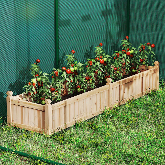 91 x 24 x 16 Inch Divisible Planter Box with Corner Drainage and Non-woven Liner for Growing Vegetables
