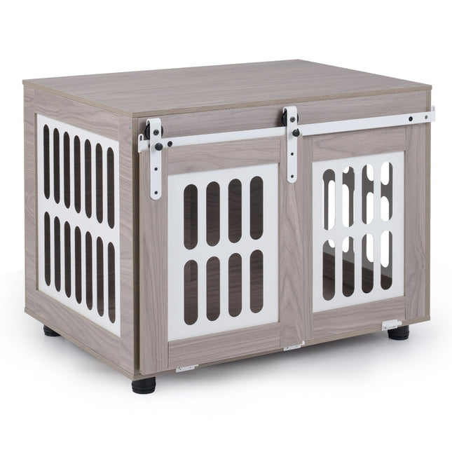 Dog Crate Furniture with Sliding Barn Door for Small Medium Dogs