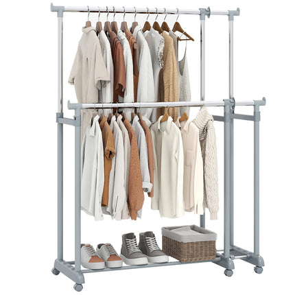 Double Rod Clothes Rack Heavy-Duty Metal Garment Rack