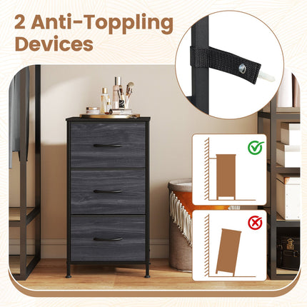 3-Drawer Fabric Dresser with Metal Frame for Bedroom Storage