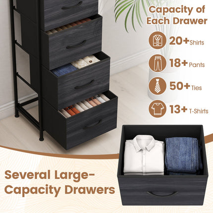5-Drawer Fabric Dresser with Metal Frame for Bedroom Storage