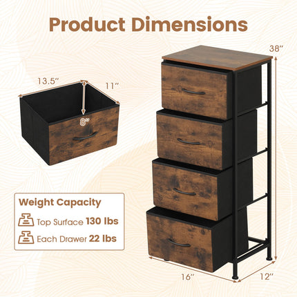 4-Drawer Fabric Dresser with Metal Frame