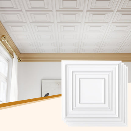 Drop Ceiling Tiles 24" x 24" PVC Ceiling Panels with 3D Decorative Patterns 24-Pack
