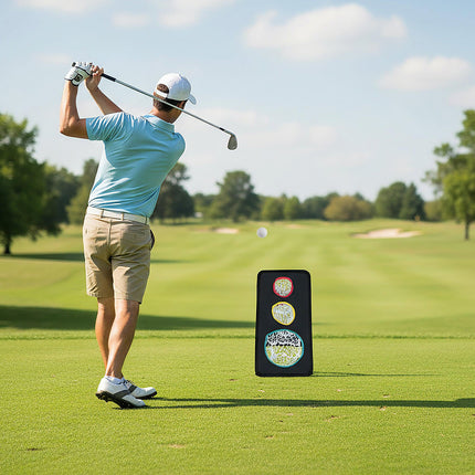 Dual-Sided Golf Chipping Net Triple Target Training System with 5 Target Holes